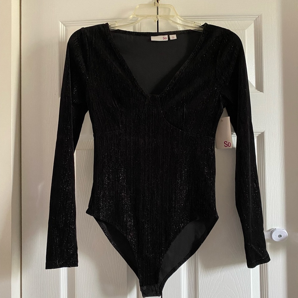 SO Black Shimmer Bustier Bodysuit